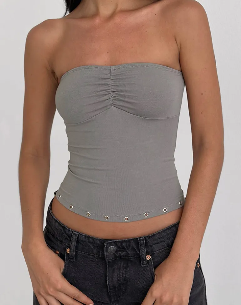 Ruki Bandeau Top in Rayon Jersey Grey