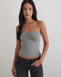 Ruki Bandeau Top in Rayon Jersey Grey