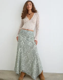 Rumela Maxi Skirt in Bloom Paisley Pale Blue