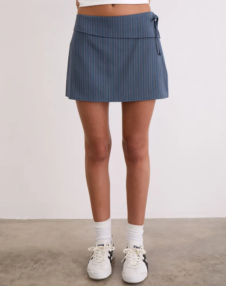 Ryker Skort in Stretch Tailoring Pinstripe Navy