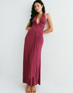 Ryoko Maxi Dress in Cupro Burgundy