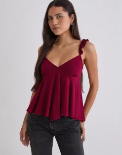 Sable Floaty Cami Top in Jersey Burgundy