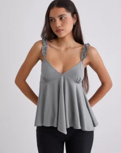 Sable Floaty Cami Top in Jersey Grey
