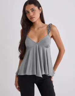 Sable Floaty Cami Top in Jersey Grey