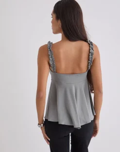 Sable Floaty Cami Top in Jersey Grey