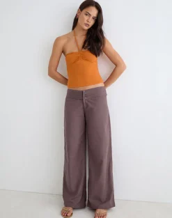 Sadasi Trouser in Linen Deep Taupe