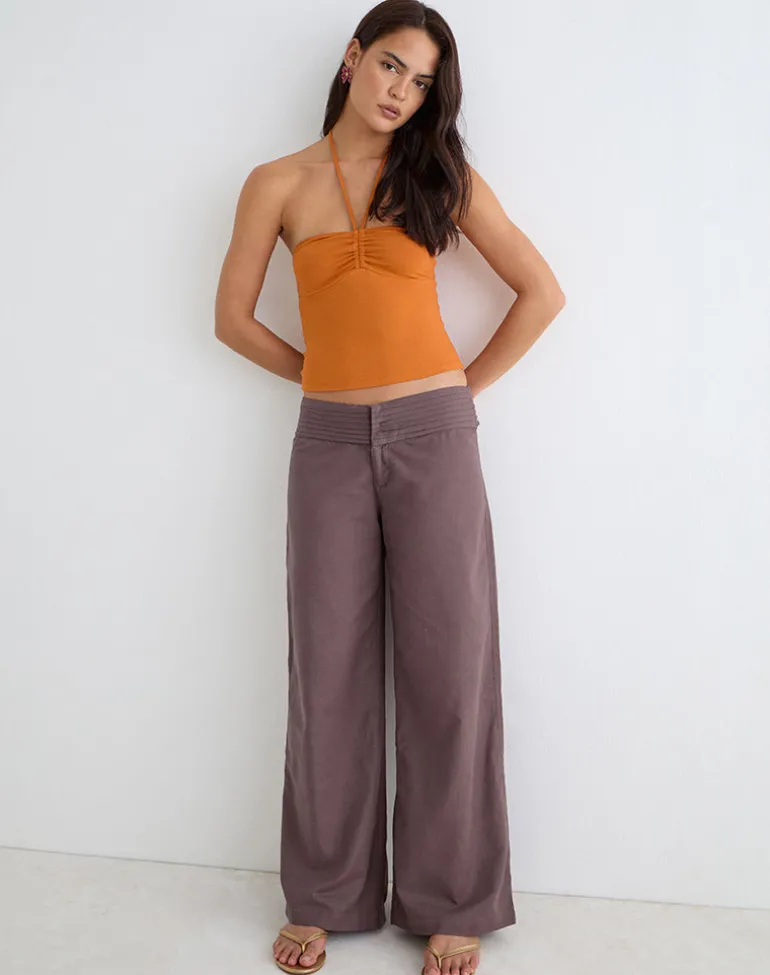 Sadasi Trouser in Linen Deep Taupe
