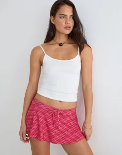 Saeko Micro Skort in Tilted Check Pink