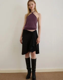 Saerin Halter Top in Cupro Deep Purple