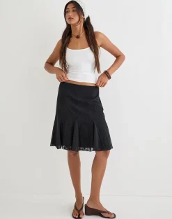 Saiwa Midi Skirt in Floral Lace Black
