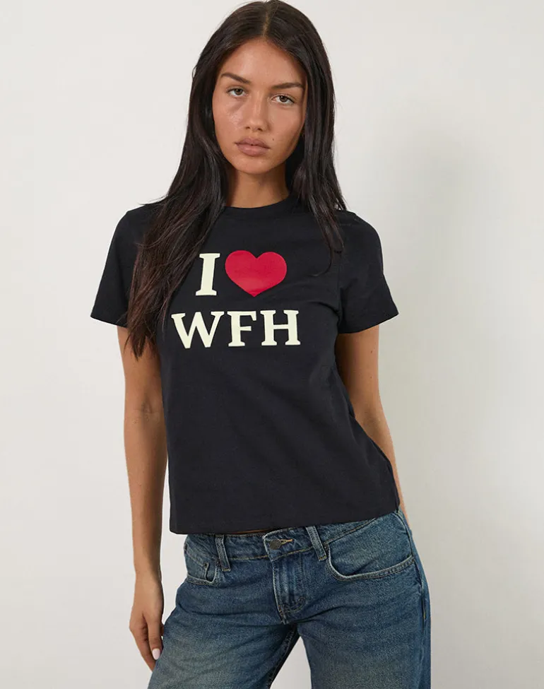 Sakha Top in Black with I Love WFH Slogan