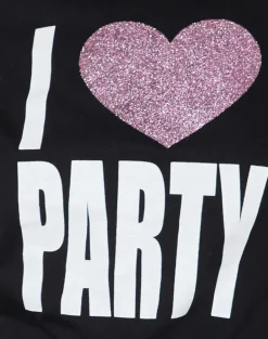 Saki Tee in Black I Love Party Print