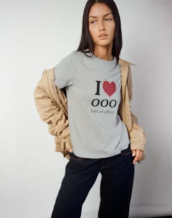 Saki Tee in Grey Marl with I Love OOO Graphic