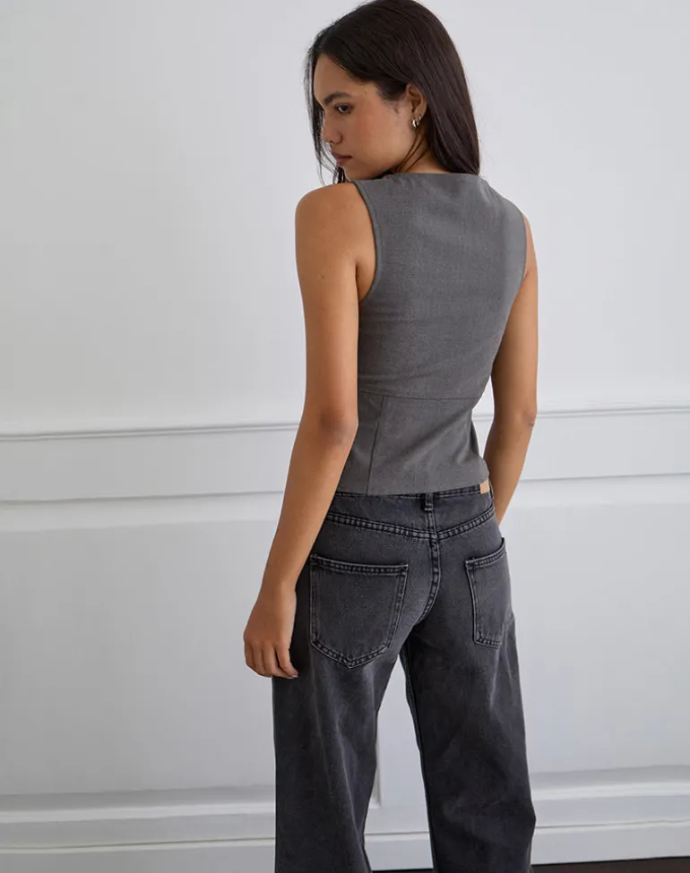 Salpa Plunge Top in Tailoring Charcoal