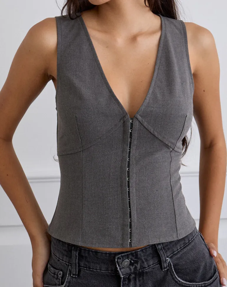 Salpa Plunge Top in Tailoring Charcoal