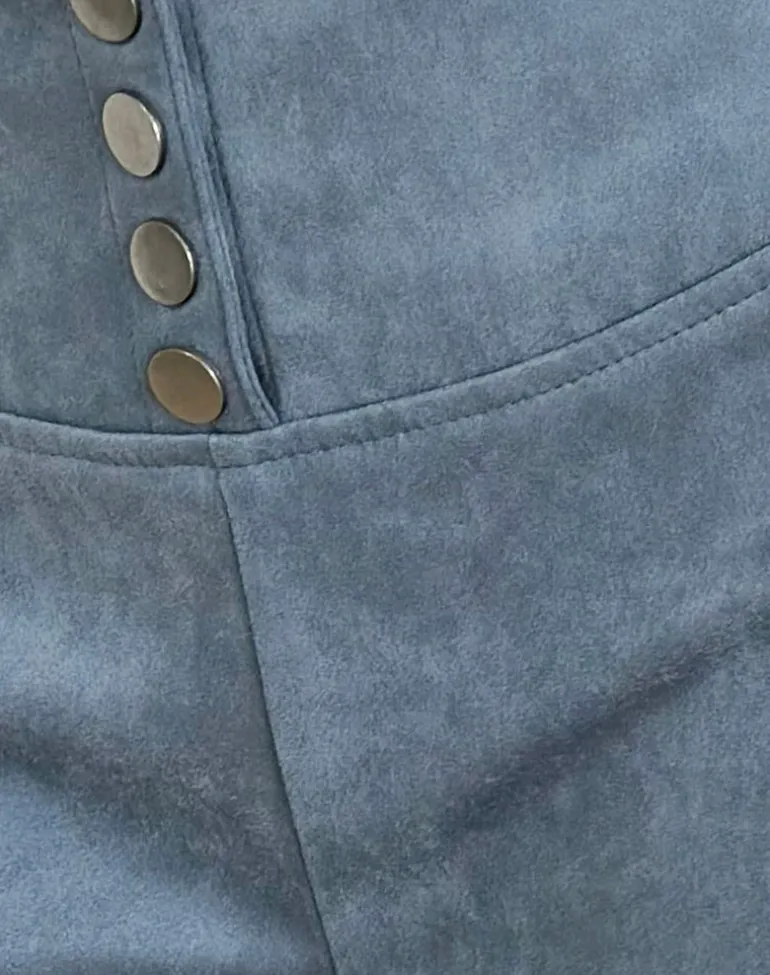 Samila Seamed Hotpant in Faux Suede Dusty Blue