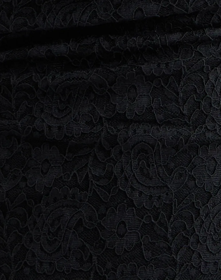 Samwell Halterneck Top in Paisley Lace Black