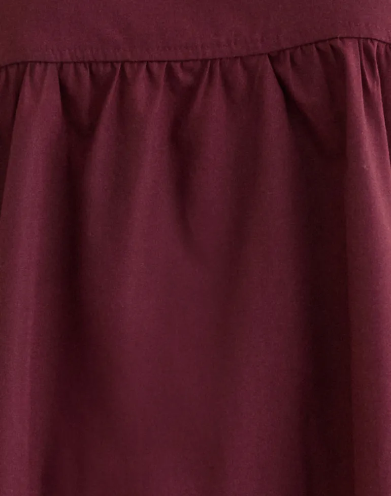 Sanaly Mini Dress in Poplin Maroon