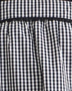 Sandat Smock Mini Dress in Mini Gingham Grey