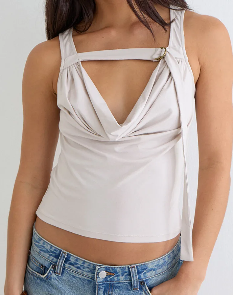 Sanida Top in Cannoli Cream with Buckle Strap