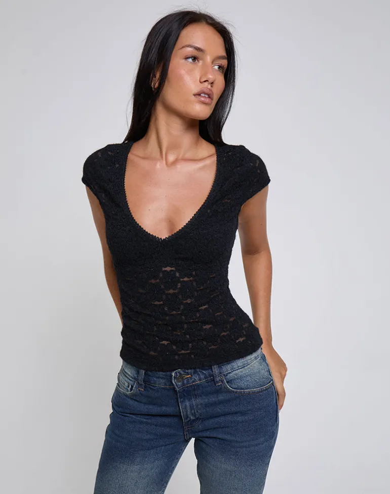 Sanjana Top in Lace Black