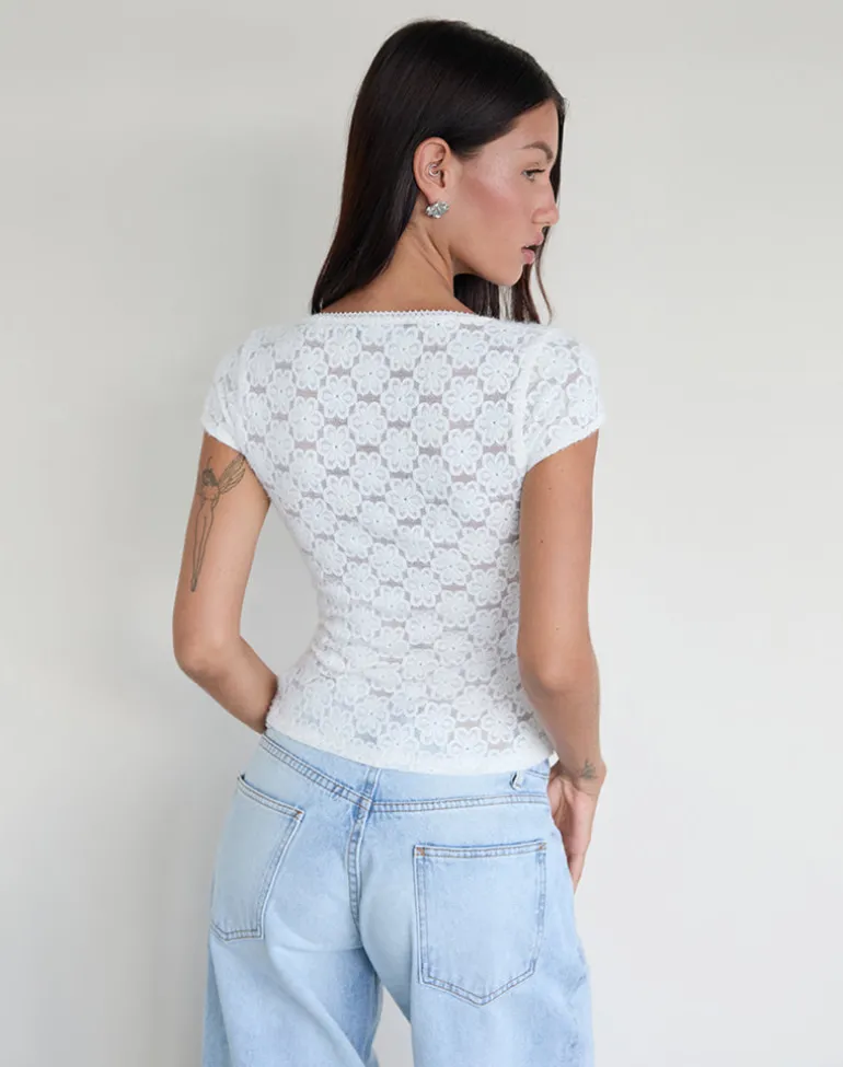 Sanjana Top in Lace Ivory