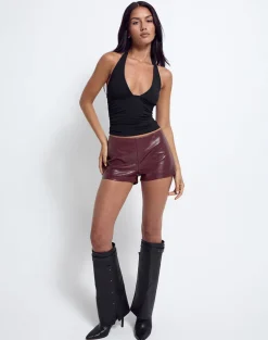 Sanne Hot Pants in PU Burgundy