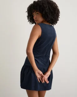 Sarabi Plunge Mini Dress in Cord Navy