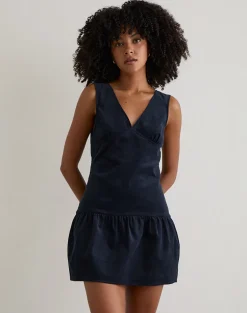 Sarabi Plunge Mini Dress in Cord Navy