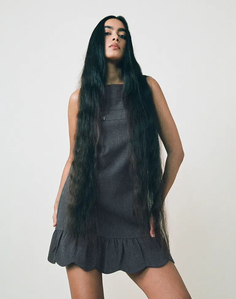 Saraya Mini Dress in Tailoring Grey Blue