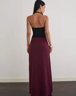 Sarinem Maxi Skirt in Satin Burgundy