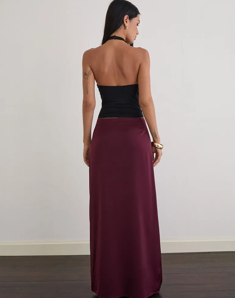 Sarinem Maxi Skirt in Satin Burgundy