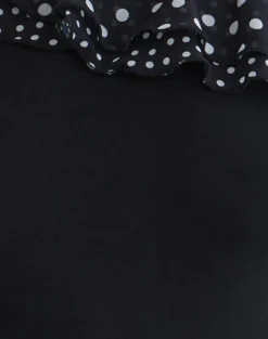 Sariya Long Sleeve Top in Cupro Black with Tiny Polka Ruffles