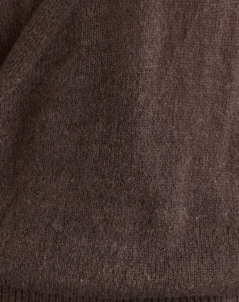 Saroya Plunge Wrap Top in Knit Dark Chocolate