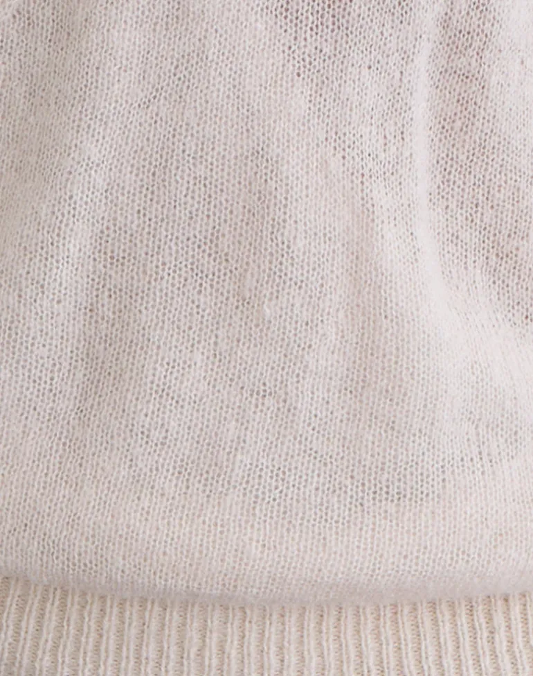 Saroya Plunge Wrap Top in Knit Ecru