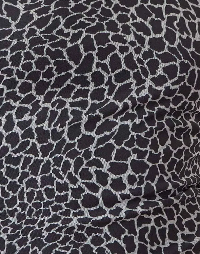 Sartika A Line Mini Dress in Giraffe Black and Cream