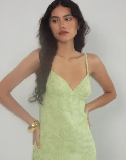 Sastra Midi Dress in Retro Paisley Lime
