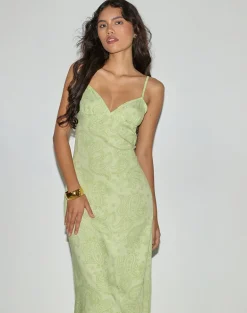 Sastra Midi Dress in Retro Paisley Lime
