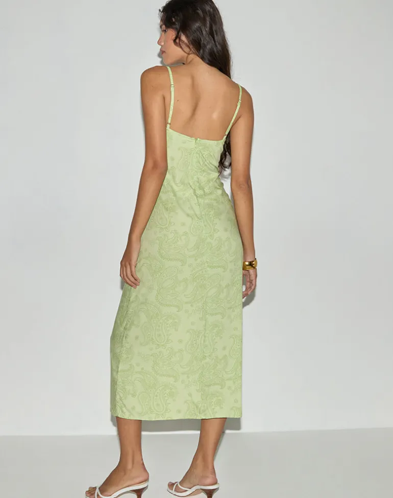 Sastra Midi Dress in Retro Paisley Lime