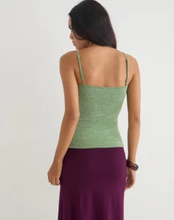 Satuna Top with Beads in Shimmer Knit Sage Green