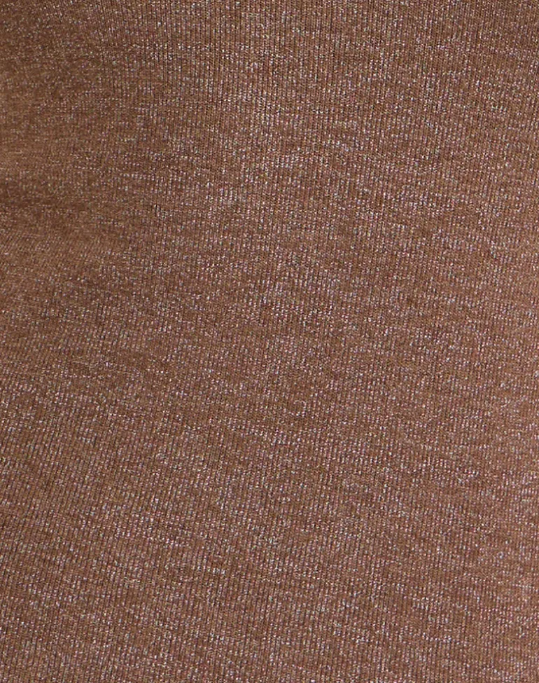 Satuna Top with Beads in Shimmer Knit Brown