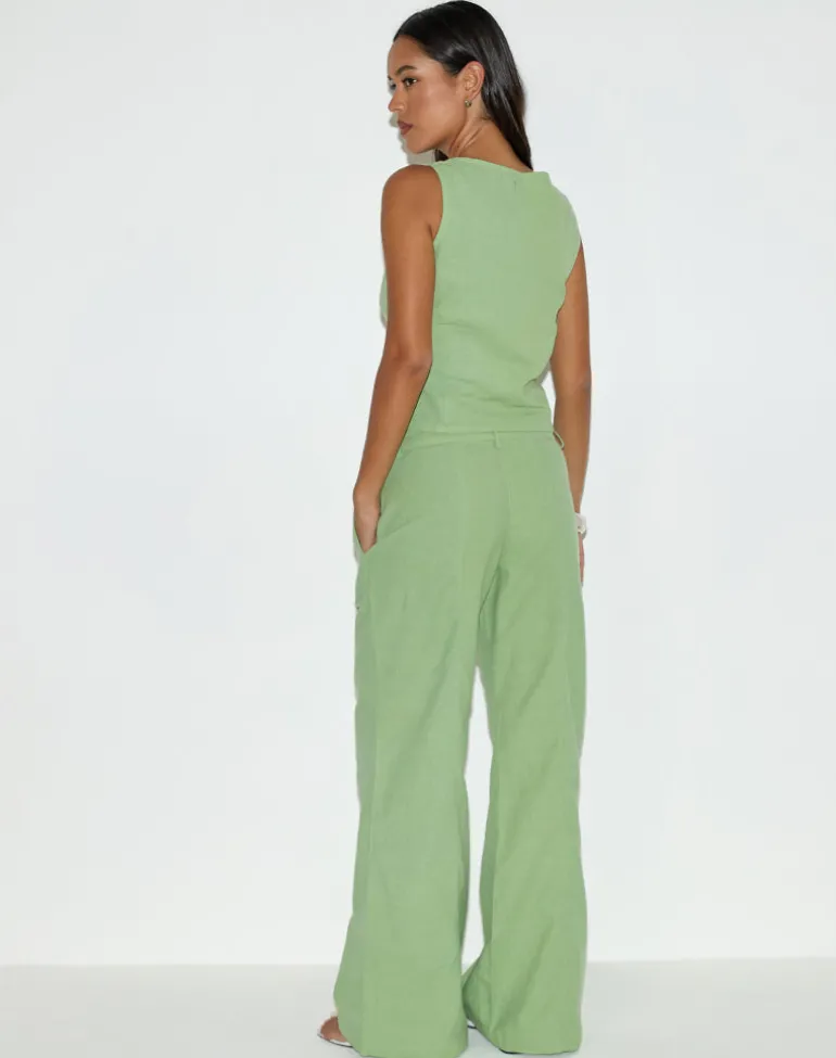 Saucy Trouser in Linen Minty Green