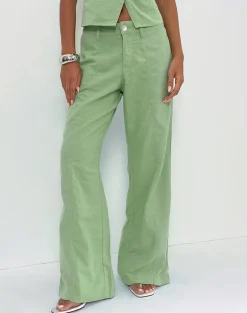 Saucy Trouser in Linen Minty Green