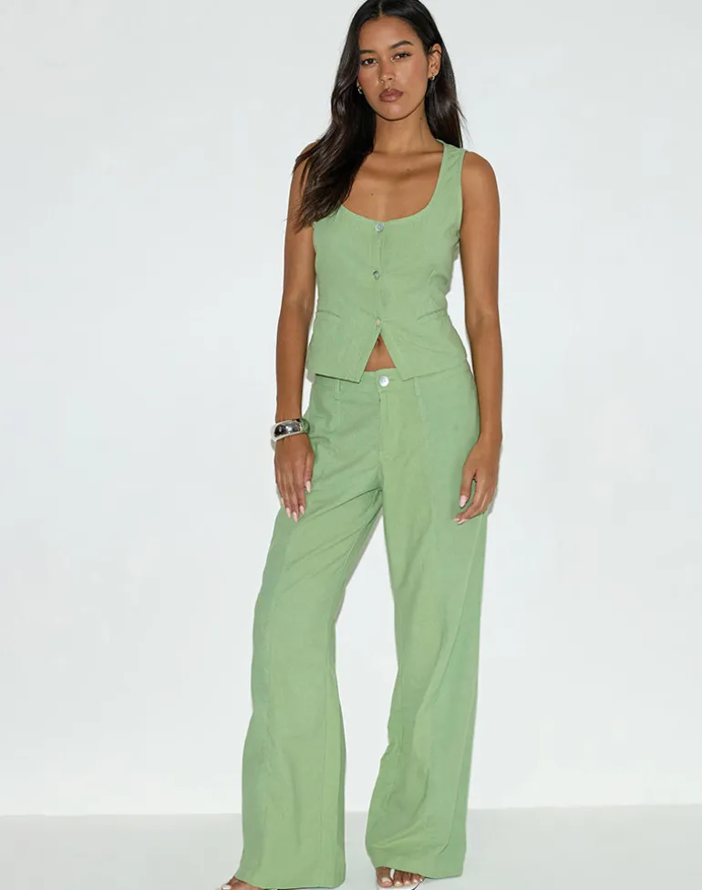 Saucy Trouser in Linen Minty Green