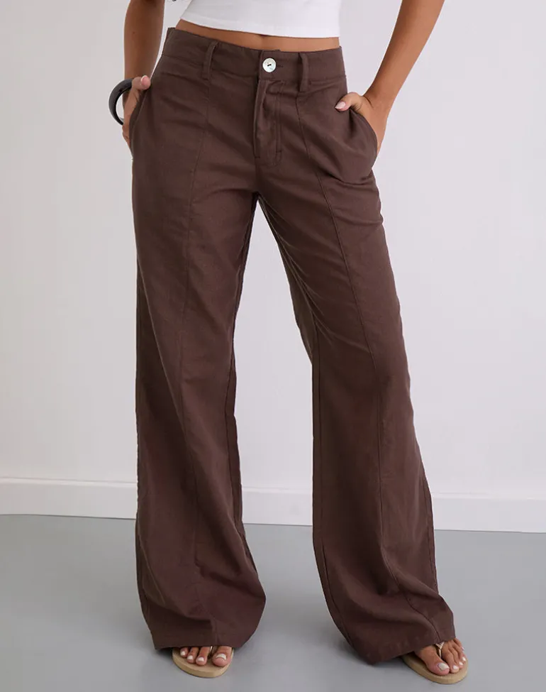 Saucy Trousers in Linen Deep Mahogany