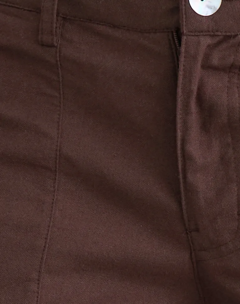 Saucy Trousers in Linen Deep Mahogany