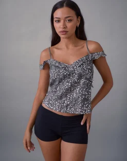 Savira Top in Chiffon Sequin Grey