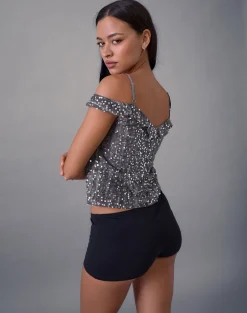 Savira Top in Chiffon Sequin Grey