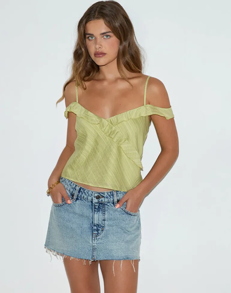 Savira Top in Chiffon Stripe Green