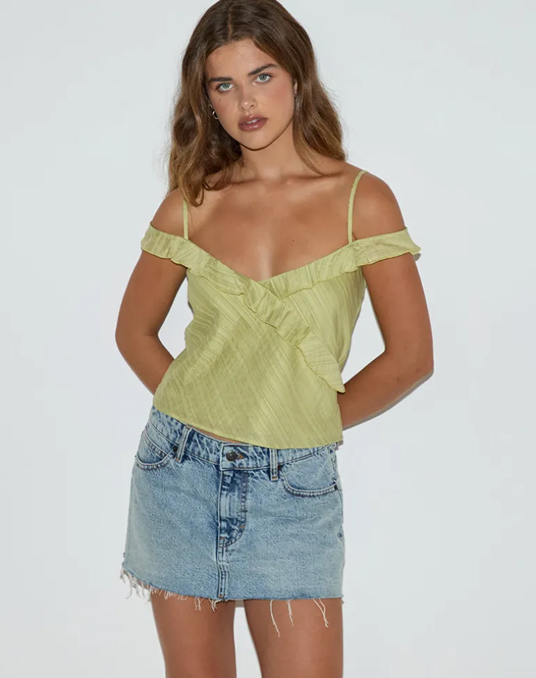 Savira Top in Chiffon Stripe Green